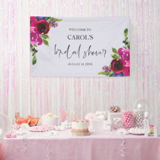 Dusty Lavender Watercolor Floral Bridal Shower  Banner