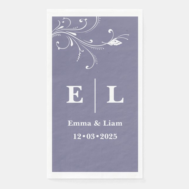 Dusty Lavender Wedding Personalised  Napkin (Front)