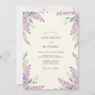 Dusty Lavender Wisteria Wedding Invitation