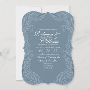 Dusty Light Blue Wedding Vintage Botanical Invitation