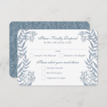 Dusty Light Blue Wedding Vintage Botanical RSVP