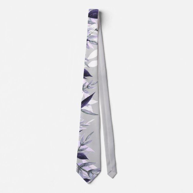 Dusty lilac Botanical Floral Wedding Neck tie (Front)