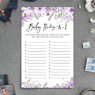 Dusty Lilac Florals Baby Items Baby Shower Game
