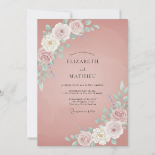 Dusty Lilac Mauve Painted Wedding Invitation