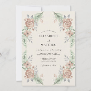 Dusty Lilac Mauve Peony Wedding Invitation