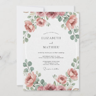 Dusty Lilac Mauve Petal Wedding Invitation