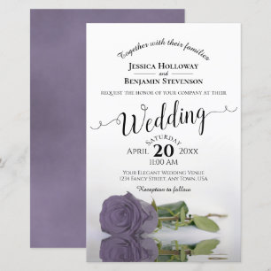 Dusty Lilac Purple Rose BUDGET Wedding Invitation