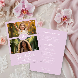 Dusty Lilac Then & Now Timeline Graduate 2-Photo Invitation