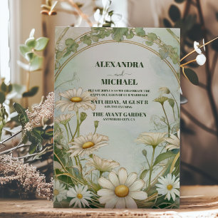 Dusty Marguerite Daisy Wedding Art Nouveau Invitation
