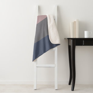 Dusty Mauve and Grey Abstract Colour Block Sherpa Blanket