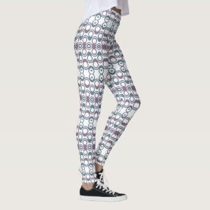 Dusty Mauve and Slate Blue Geometric Pattern Leggings