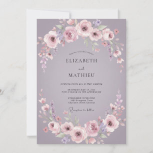 Dusty Mauve Bloom Wedding Invitation