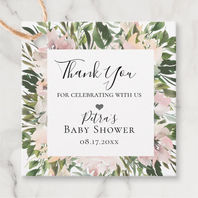 Dusty Mauve Botanical Frame Favour Tags (Front)