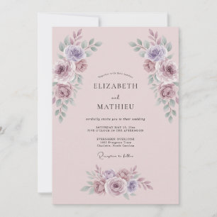 Dusty Mauve Botanical Romance Wedding Invitation