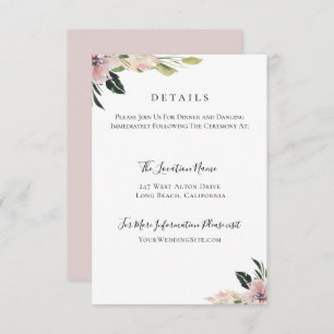 Dusty Mauve Botanical Wedding Details Invitation