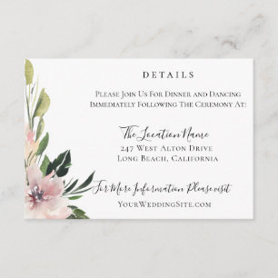 Dusty Mauve Botanical Wedding Details Invitation