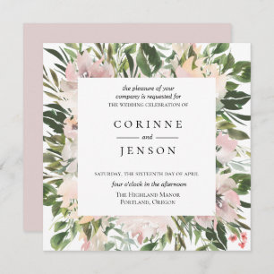Dusty Mauve Botanical Wedding Invitation