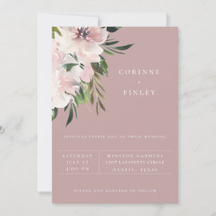 Dusty Mauve Botanical Wedding Invitation
