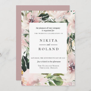 Dusty Mauve Botanical Wedding Invitation