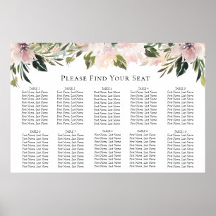 Dusty Mauve Botanical Wedding Seating Chart
