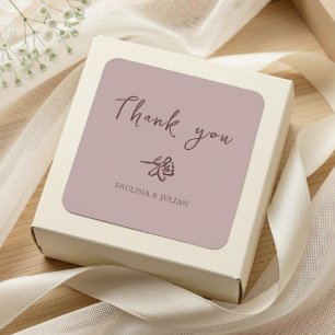 Dusty Mauve & Burgundy Elegant Floral Wedding Square Sticker