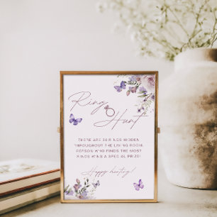 Dusty Mauve Butterfly Bridal Shower Ring Hunt Game Poster