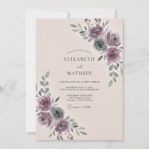 Dusty Mauve Dreamy Winter Wedding Invitation