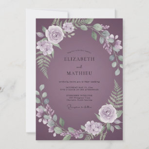 Dusty Mauve Fern Wedding Invitation