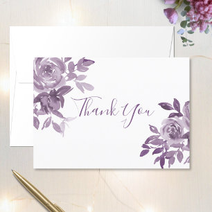 Dusty Mauve Floral Roses Foliage Wedding Thank You Card