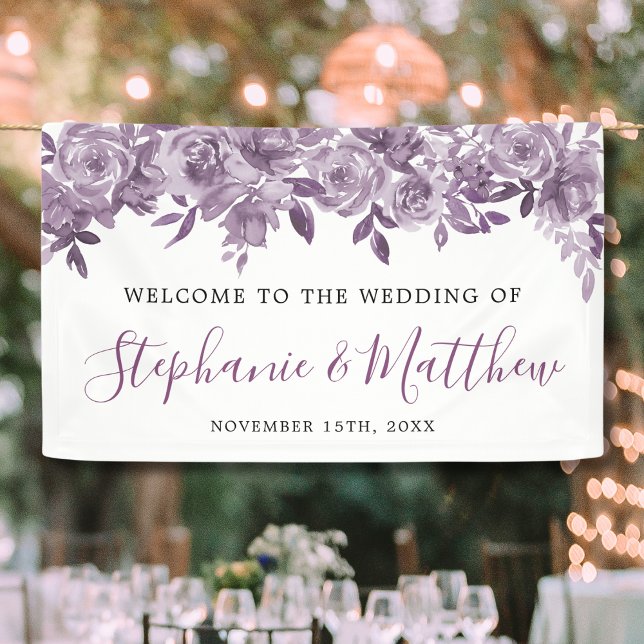 Dusty Mauve Floral Roses Watercolor Wedding Banner (Creator Uploaded)