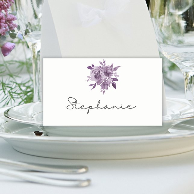 Dusty Mauve Floral Roses Watercolor Wedding Place Card (Creator Uploaded)