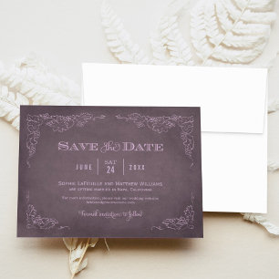 Dusty Mauve Grapevine Vineyard Wedding Save The Date