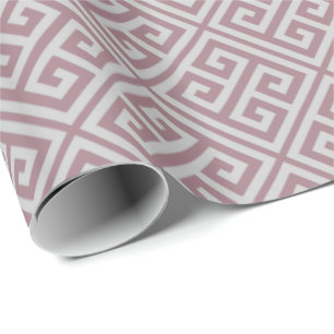Dusty Mauve Greek Key Wrapping Paper