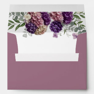 Dusty Mauve Hydrangea Floral Wedding Invitation Envelope