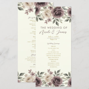 Dusty Mauve Ivory Bloom Botanical Wedding Program Menu