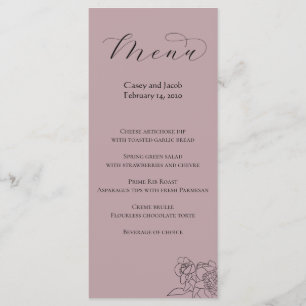 Dusty Mauve Menu for Weddings or Events