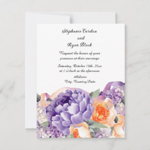 Dusty Mauve Peach Peony Wedding Invitation
