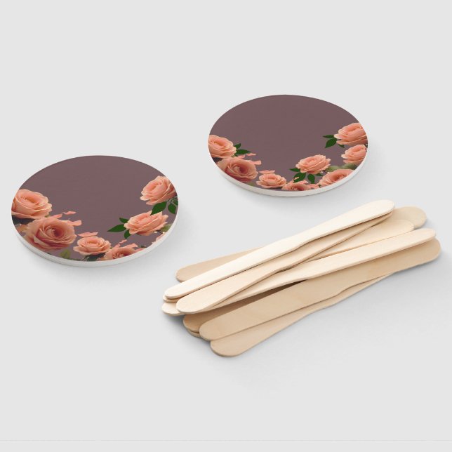 Dusty Mauve Peach Rose Petals Promises Wedding Hand Fan (Non-assembled)