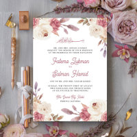 Dusty Mauve Pink Floral Islamic Muslim Wedding