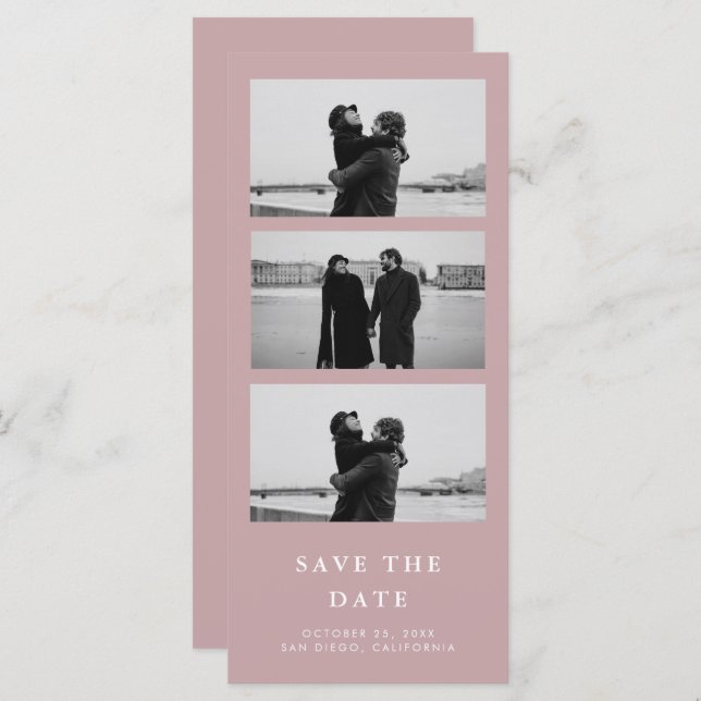 Dusty Mauve Pink Photo Strip QR Code Wedding (Front/Back)