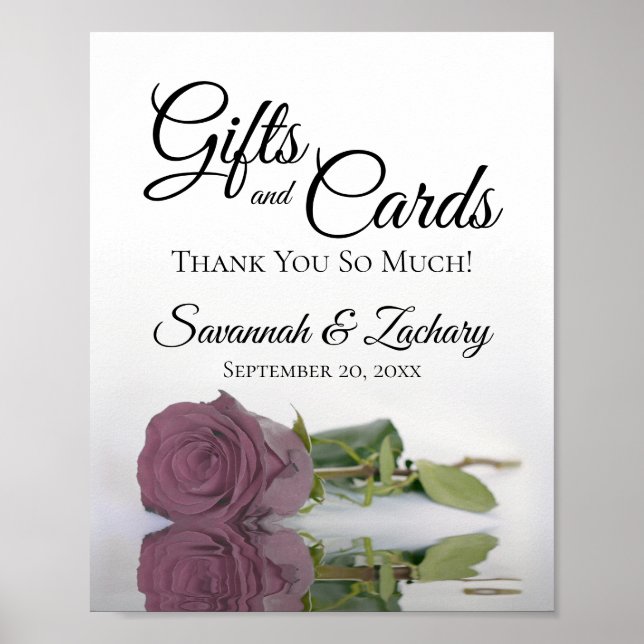 Dusty Mauve Pink Rose Gifts & Cards Wedding Sign (Front)