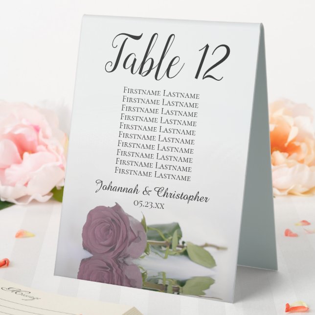 Dusty Mauve Pink Rose Wedding Seating Chart Number (In SItu (Wedding))