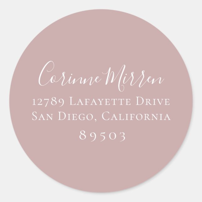 Dusty Mauve Return Address Sticker (Front)