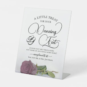 Dusty Mauve Rose Dancing Feet Flip Flop Wedding Pedestal Sign