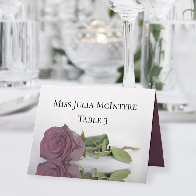 Dusty Mauve Rose Wedding DIY Fold Place Card (Creator Uploaded)