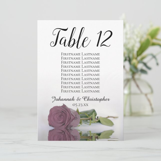 Dusty Mauve Rose Wedding Table Seating Chart Large (Standing Front)