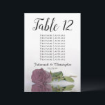 Dusty Mauve Rose Wedding Table Seating Chart Large<br><div class="desc">These beautiful table number cards will make it easy for your guests to find their seats at your wedding reception. They feature a simple yet elegant design with script calligraphy lettering and a single long-stemmed dusty rose or mauve pink coloured rose lying on its side reflecting in water. The card...</div>