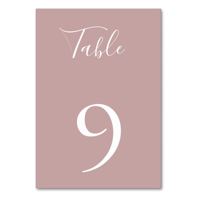 Dusty Mauve Table Number Card (Front)