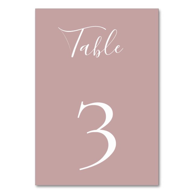 Dusty Mauve Table Number Card (Front)
