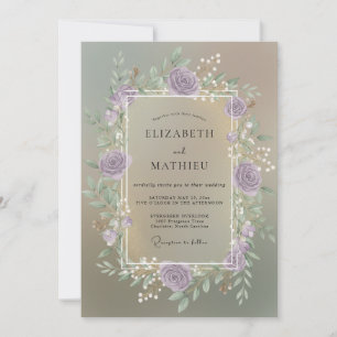 Dusty Mauve Taupe Wreath Wedding Invitation
